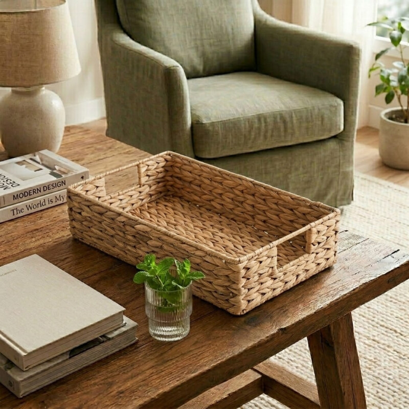 Bandeja cesto decorativo fibras seagrass 35x20x10 cm NATURAL