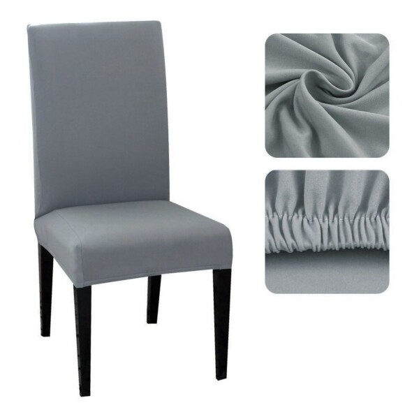 Funda Cubre Sillas Universal Comedor Elastizada Lavable X3 Color Variante GRISOSCURO
