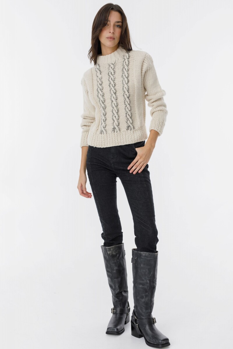 Sweater Bonjour Crudo/Negro