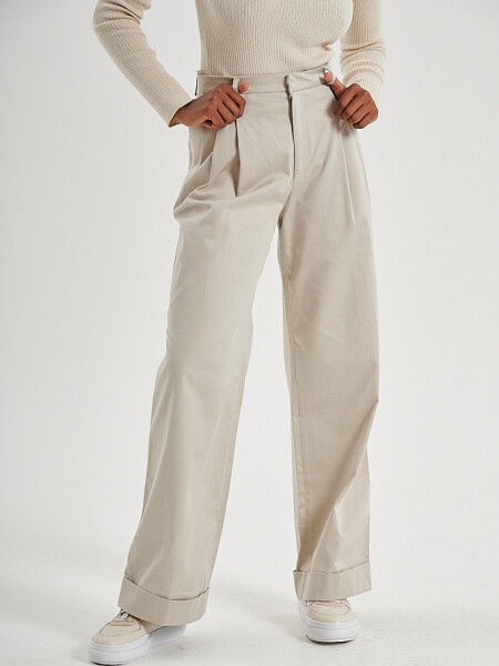 Pantalón Wide Leg Visón