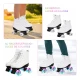 Patines 4 Ruedas Artístico Con Luces Bota De Cuero Blanca Blanco