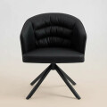 Sillón Acolchonado Base Aluminio Giratoria Superior Fuerte Negro