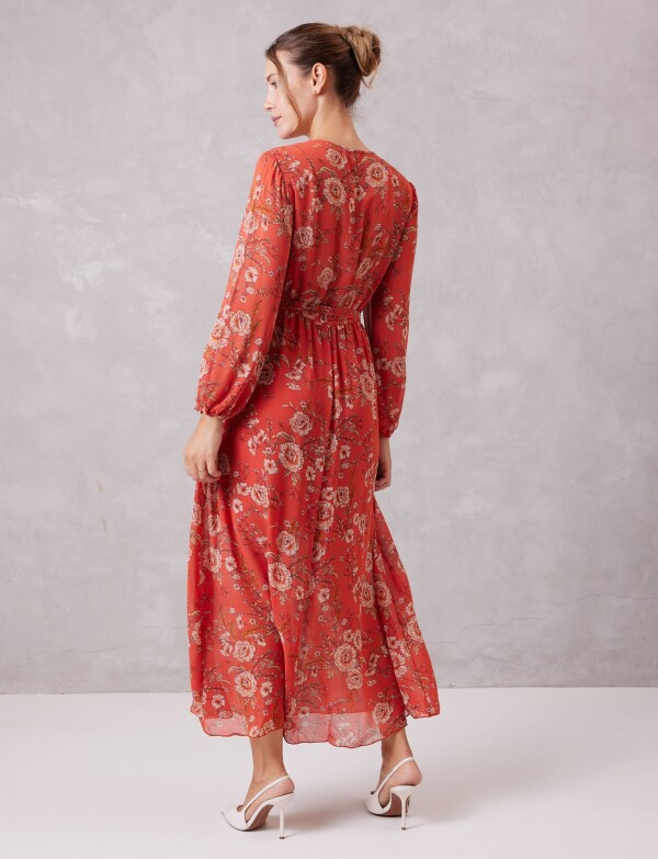 Vestido Gasa Flores TERRACOTA/MULTI