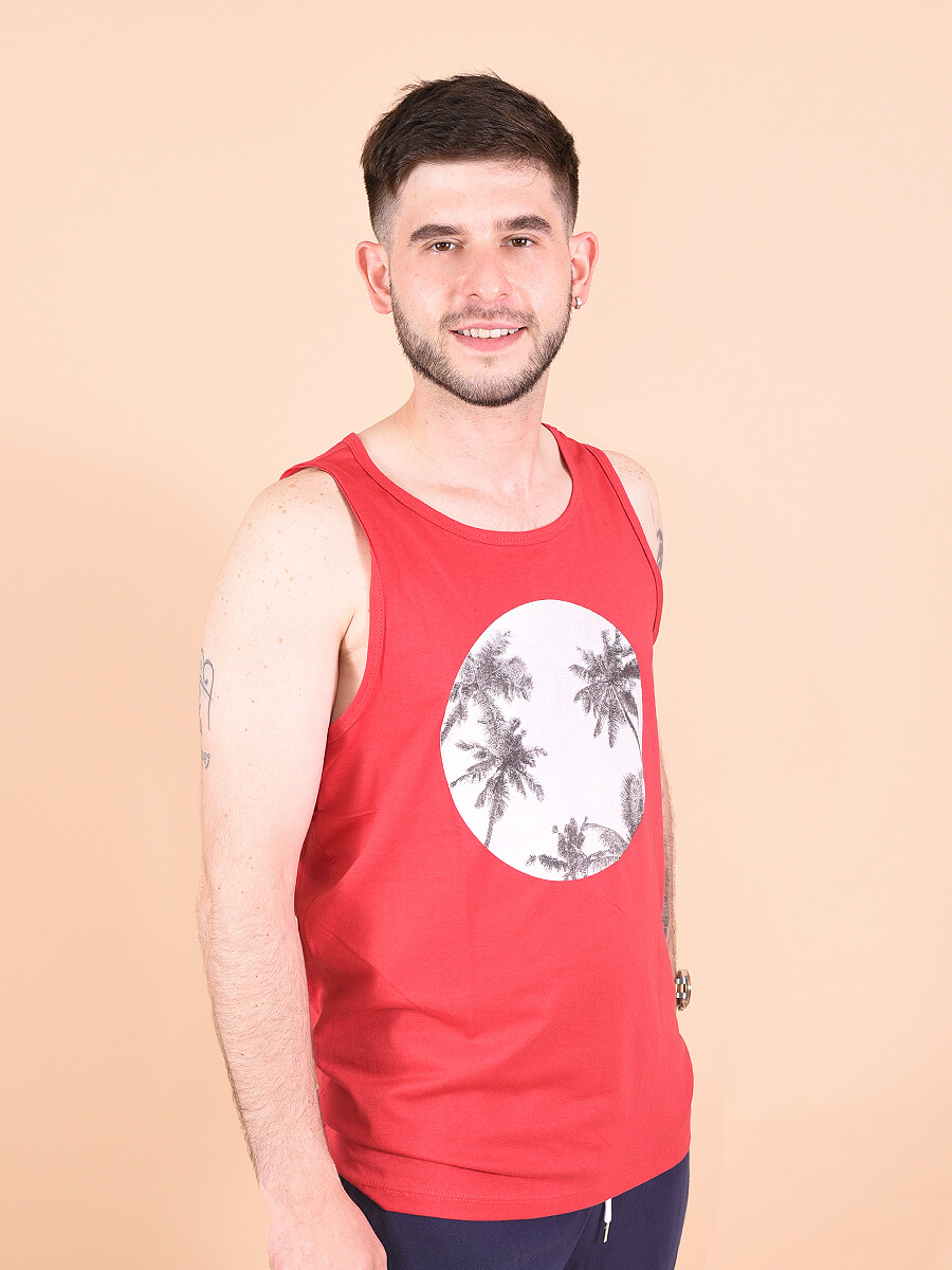 MUSCULOSA PALMERAS - ROJO 