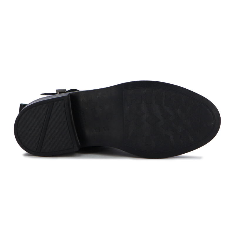 Comfortflex Bota Caña Baja C/ Tira Y Hebilla Cuero/caima Negro