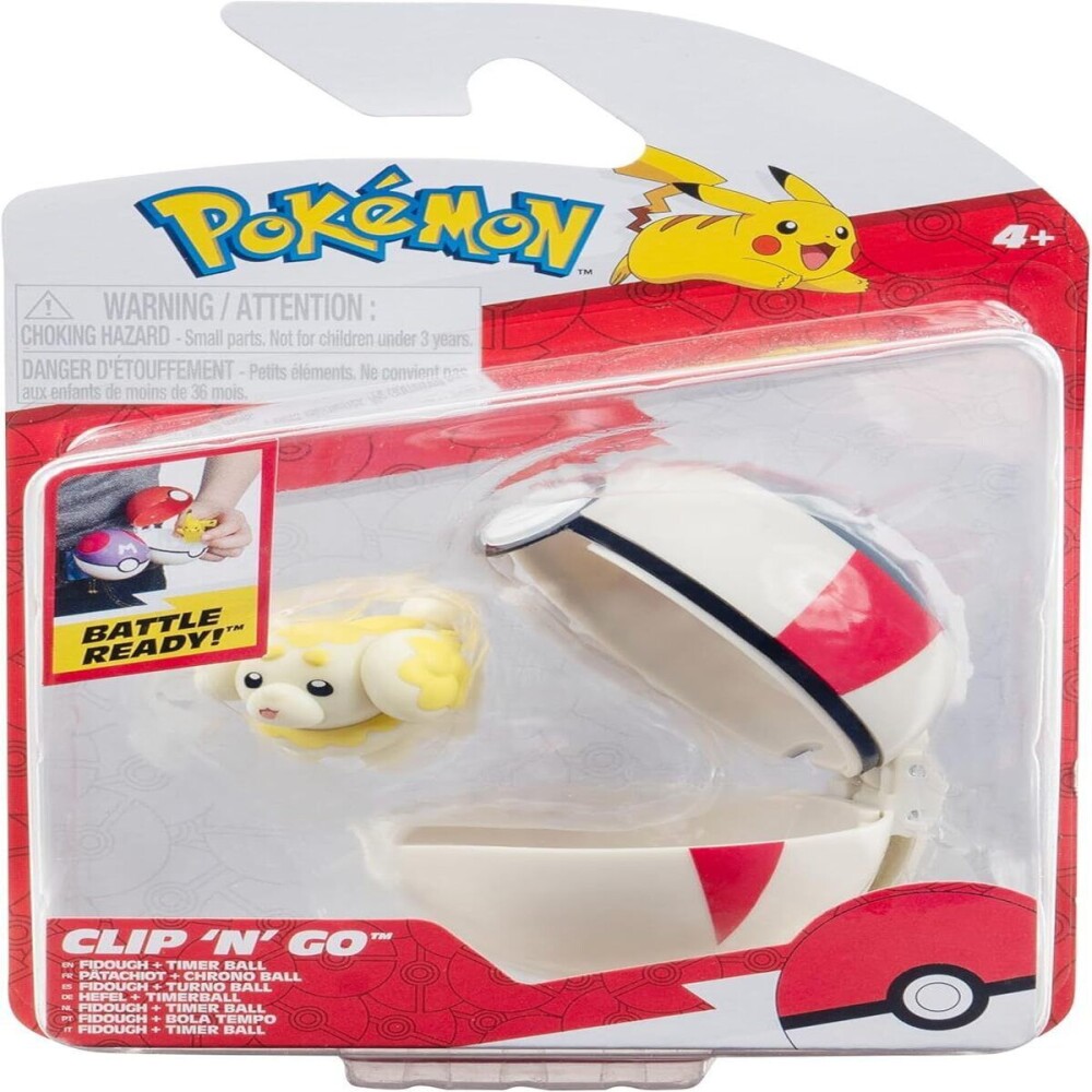 JAZWARES POKEMON CLIPNGOFIDOUGH+TIBALL única