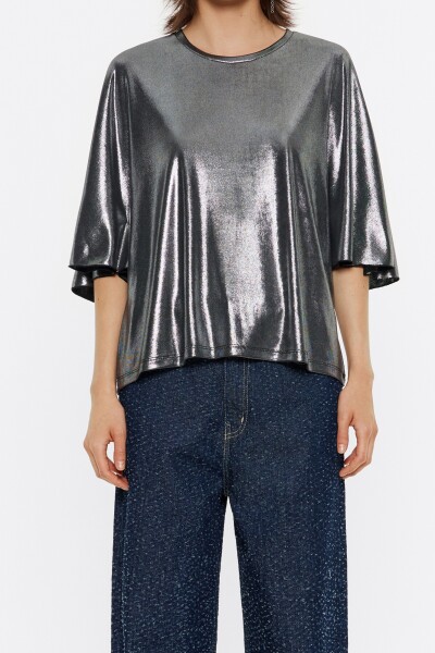 CAMISETA BOXY METALIZADA Plata