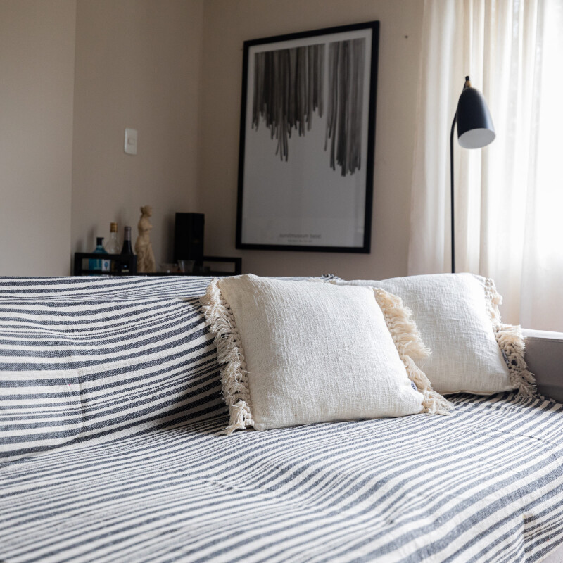 Funda de almohadón algodón marfil 45x45cm