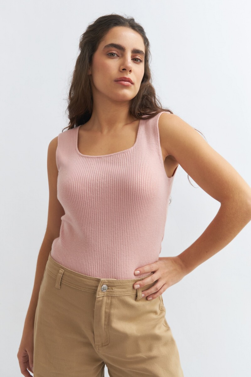 Top tejido escote cuadrado - Rosa 