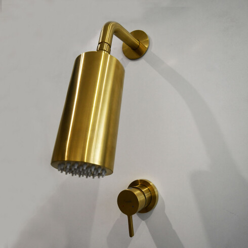 Griferia Ducha Spot Acero Oro Cepillado Incluye Brazo Y Volante DORADO-BRUSHED GOLD