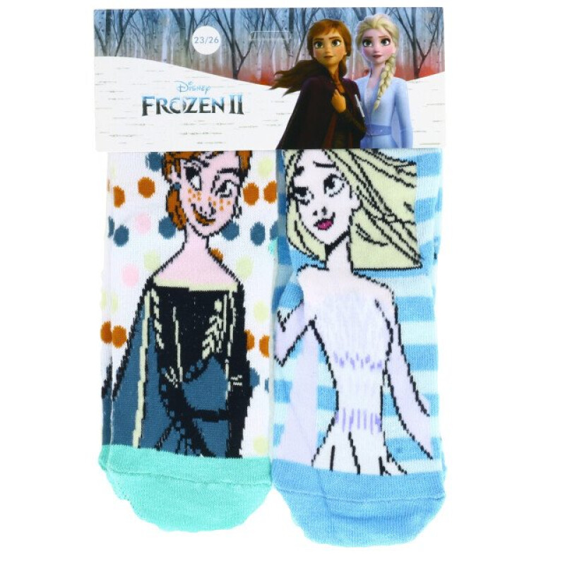 Medias Infantiles Disney Frozen II x2 Blanco - Verde Agua - Celeste