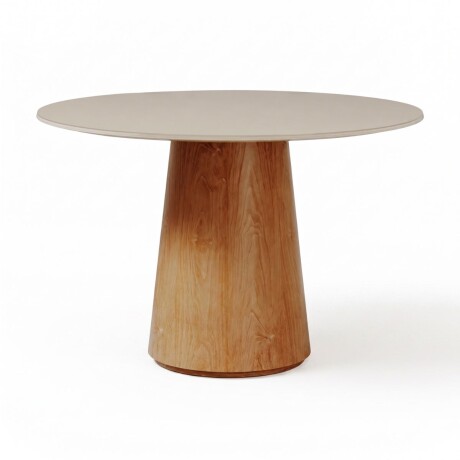 Mesa de Comedor Zara - Redonda con vidrio - 100 Off White y Canela