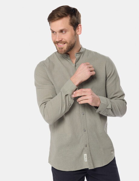 CAMISA DE LINO CUELLO MAO Verde