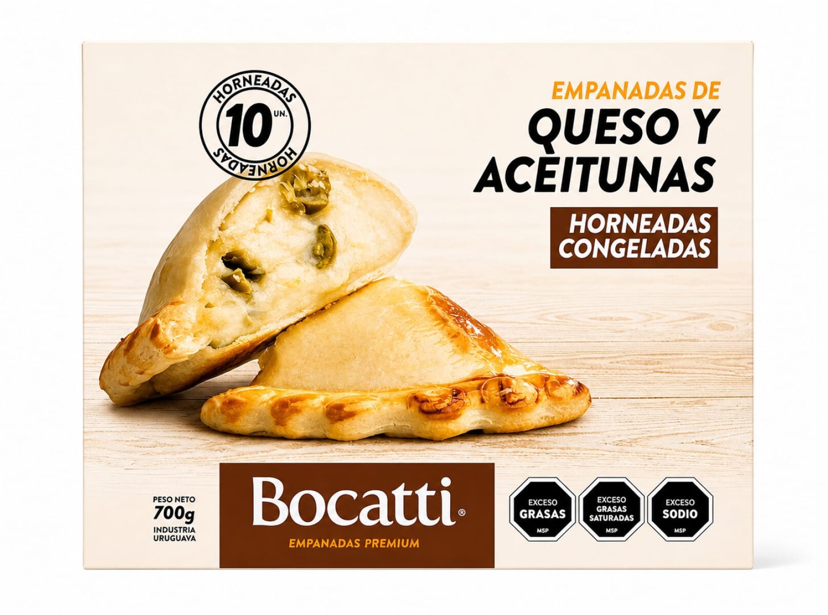 EMPANADAS QUESO Y ACEITUNAS BOCATTI PREMIUM X 10 