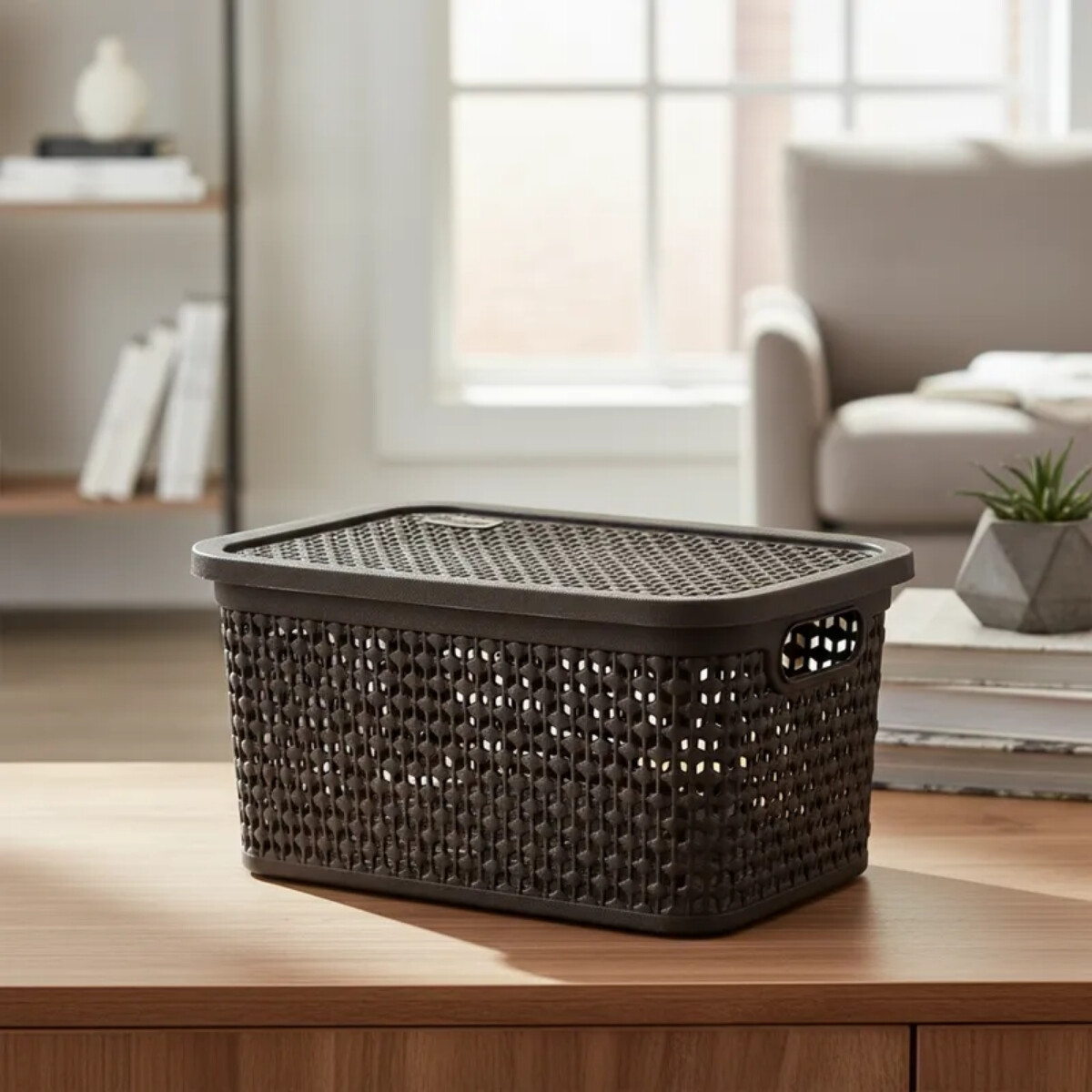 Caja simil ratán 2,5 Lts - CHOCOLATE 