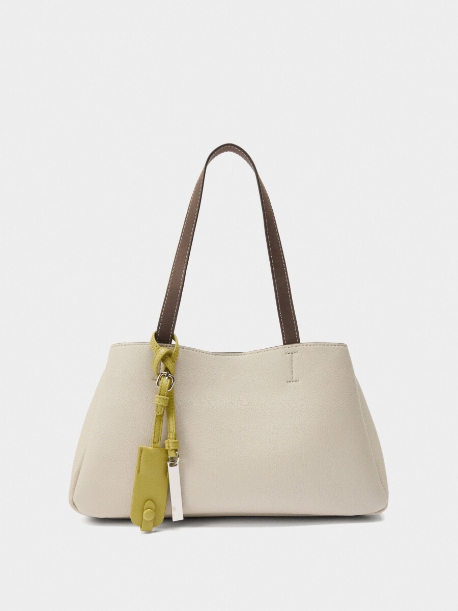 Bolso Tote Liso Con Colgante crudo