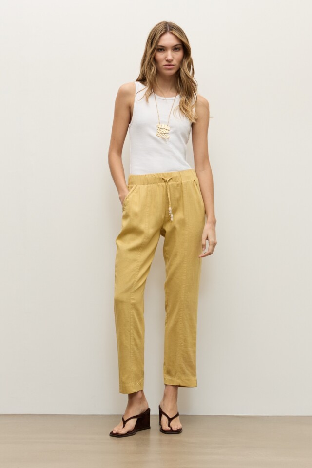 Pantalon pijama lino con vainillas maiz