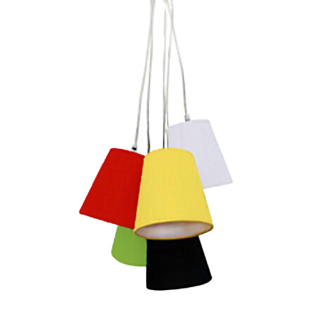 Lámpara de Techo Colgante con 5 Pantallas de Tela Multicolor Multicolor