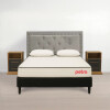 JUEGO DE DORMITORIO SOMMIER MESA DE LUZ RESPALDO ALMOHADA GRIS Juego De Dormitorio Sommier Mesa De Luz Respaldo Almohada Gris