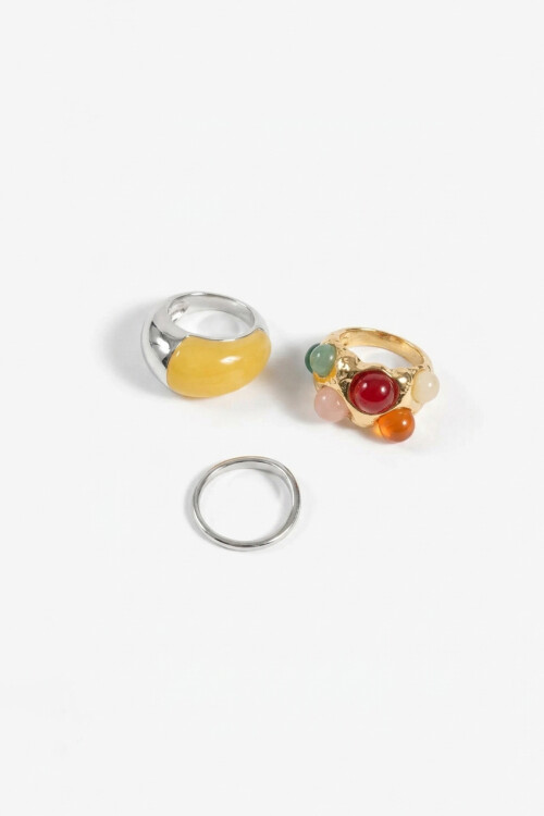 Set de 3 anillos Alma lavada multicolor