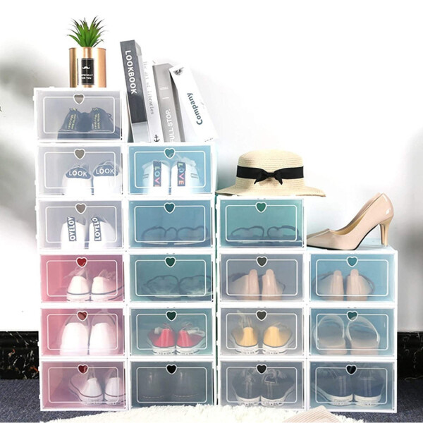 Caja Organizadora Zapatos Zapatera 24 Unidades Caja Apilable Variante Corazón Color Verde Agua