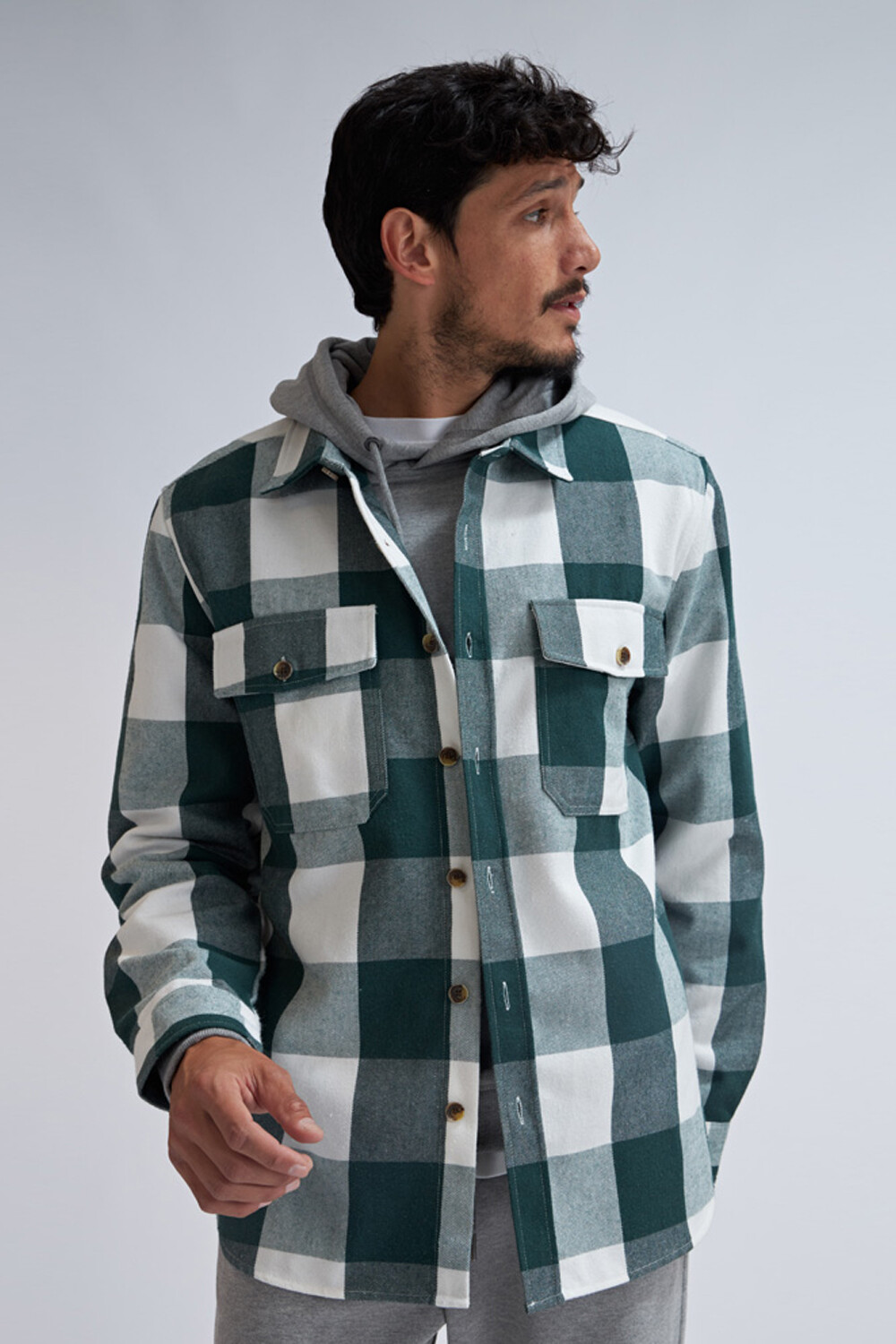 Sobrecamisa cuadros verde sales