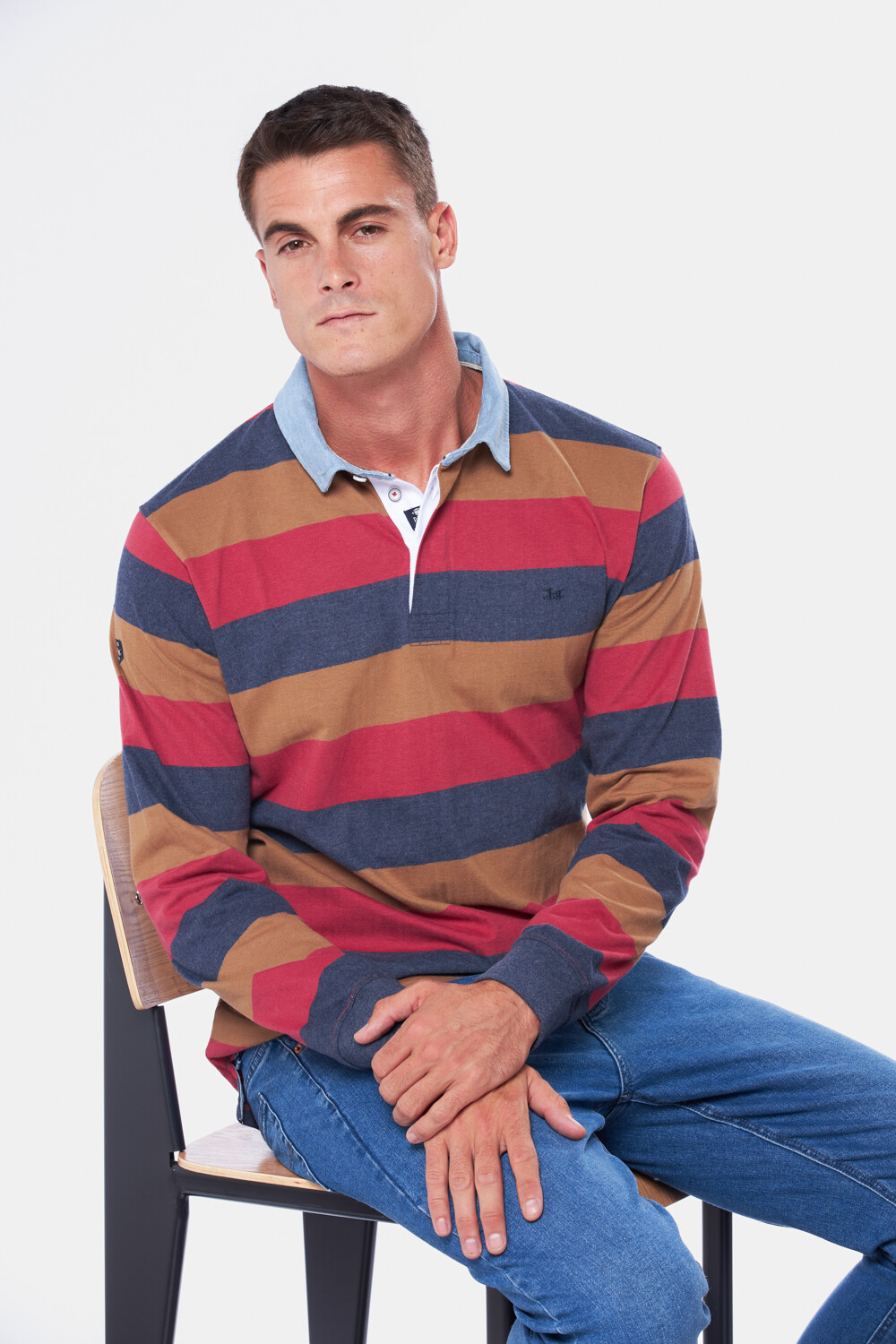 REMERA POLO RAYADA Ladrillo
