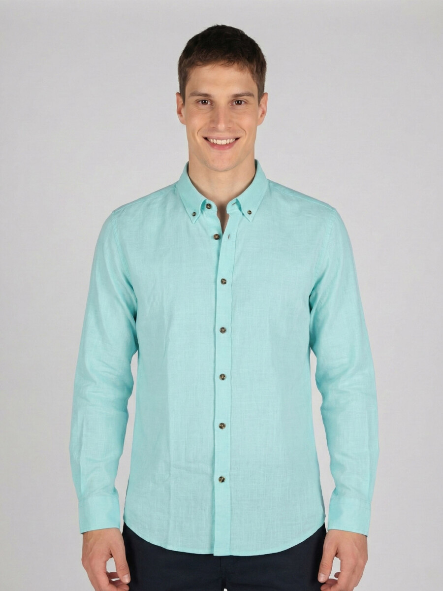 CAMISA LINO CLASICA - AQUA 