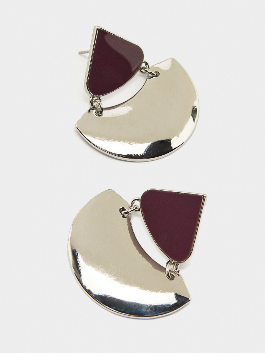 Pendientes Largos De Esmalte burdeos