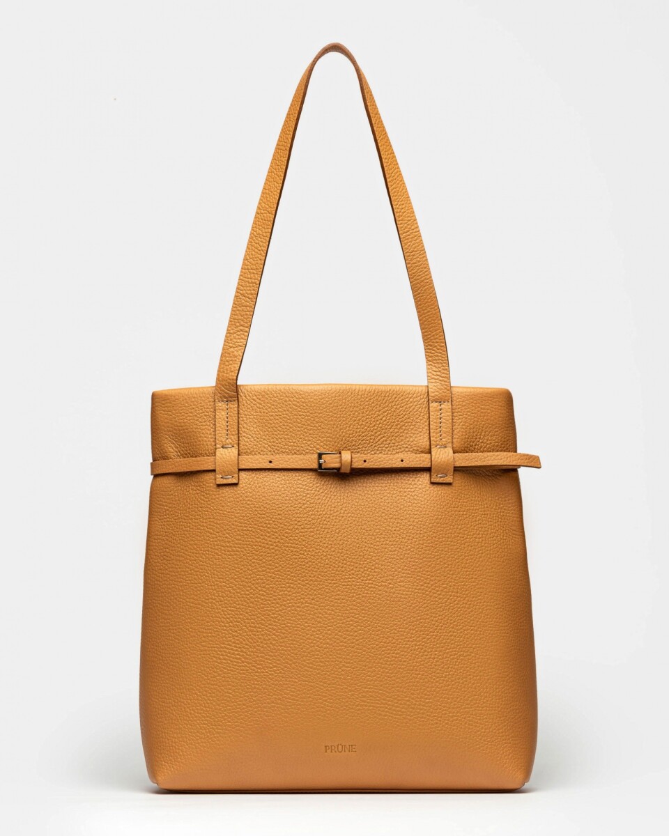 Shopper Bay en cuero graneado - Cuoio 