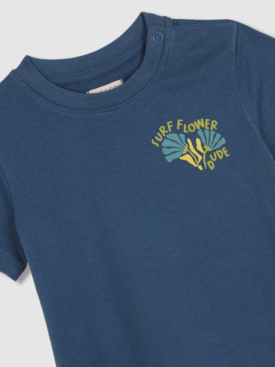 Camiseta Manga Corta Surf Flower Azul