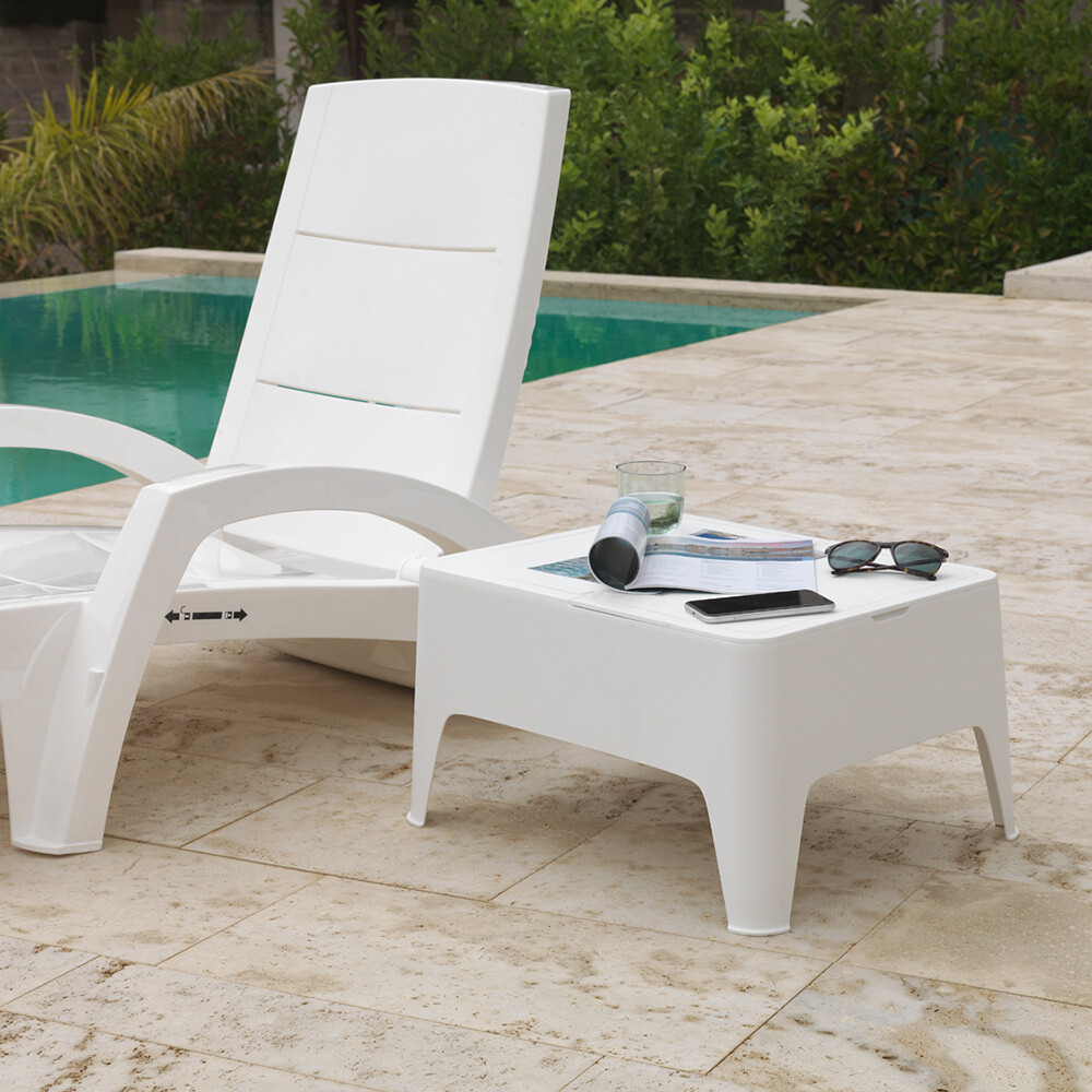 MESA DE JARDÍN AUXILIAR MODELO ALASKA COLOR BLANCO Mesa De Jardín Auxiliar Modelo Alaska Color Blanco