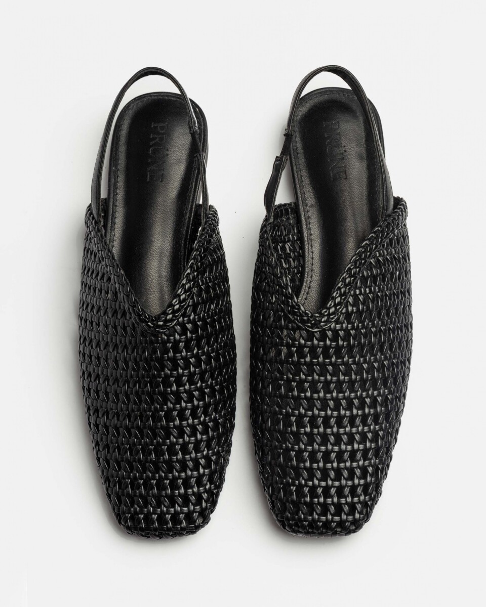 Mule Perla en efecto cuero liso - Negro 