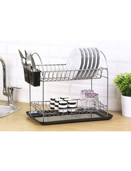 ESCURRIDOR DOBLE C/BANDEJA 46x28x40CM CROMADO ESCURRIDOR DOBLE C/BANDEJA 46x28x40CM CROMADO