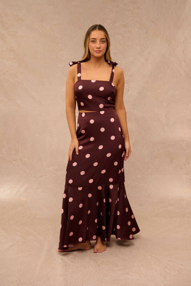 FALDA ALIRA ESTAMPADO CIRUELA LUNARES 