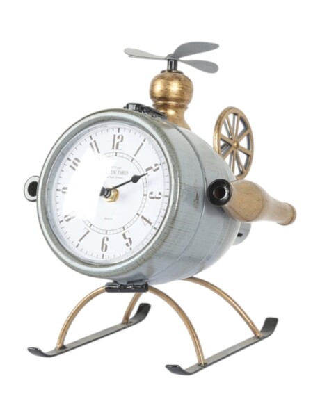 RELOJ DE MESA HIERRO 18X23X24CM HELICOPTERO RELOJ DE MESA HIERRO 18X23X24CM HELICOPTERO