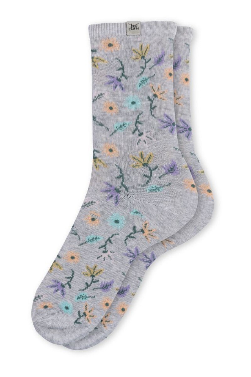 MEDIAS CON FLORES PACK x2 - Beige 