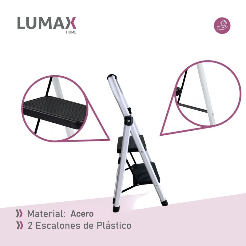 Escalera Tijera 2 Escalones De plastico Negro/Blanco