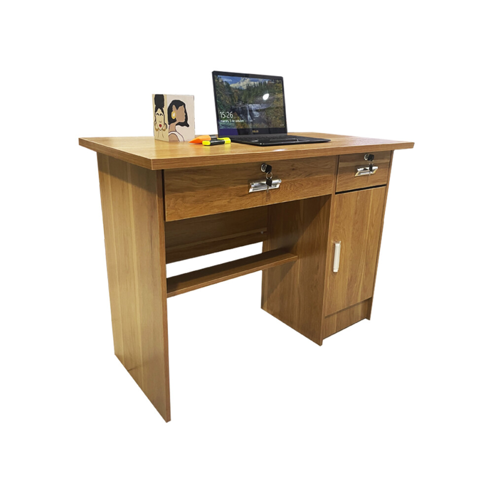 Escritorio 1.00m x 50cm 2cajones y 1 puerta con llave Marrón