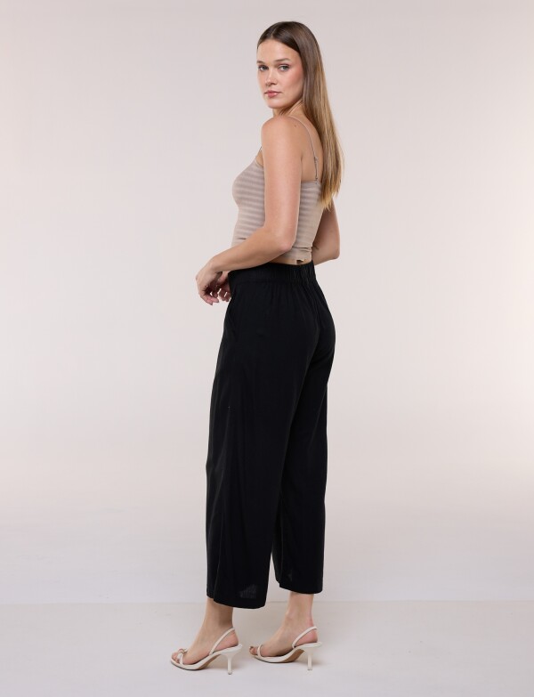 Pantalón Lino Crop NEGRO
