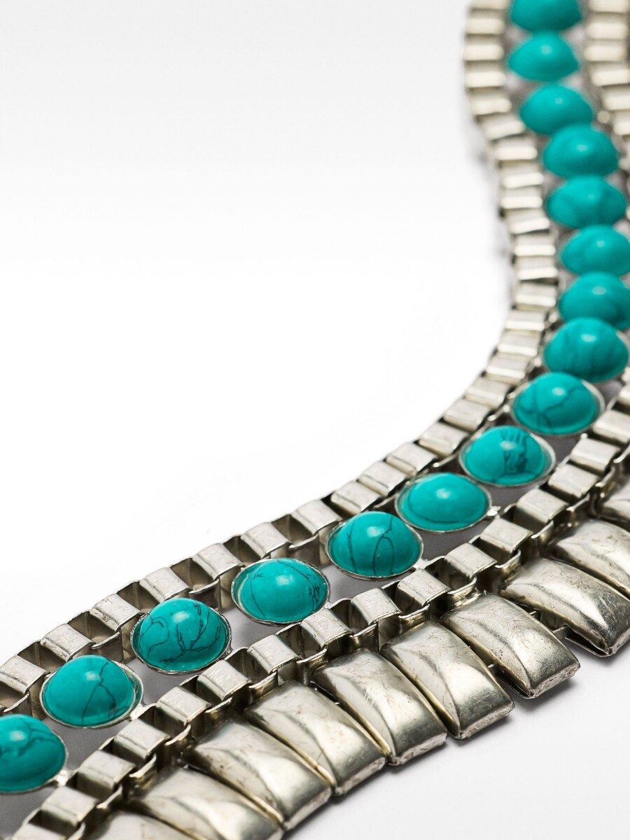 Choker Largo Con Piedras azul