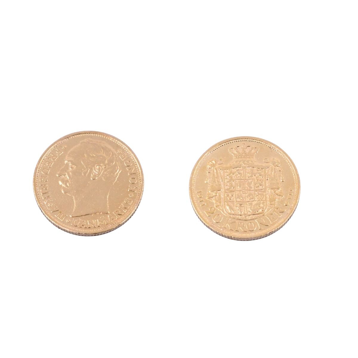Moneda de oro República de Dinamarca 20 coronas de oro año 1911. 
