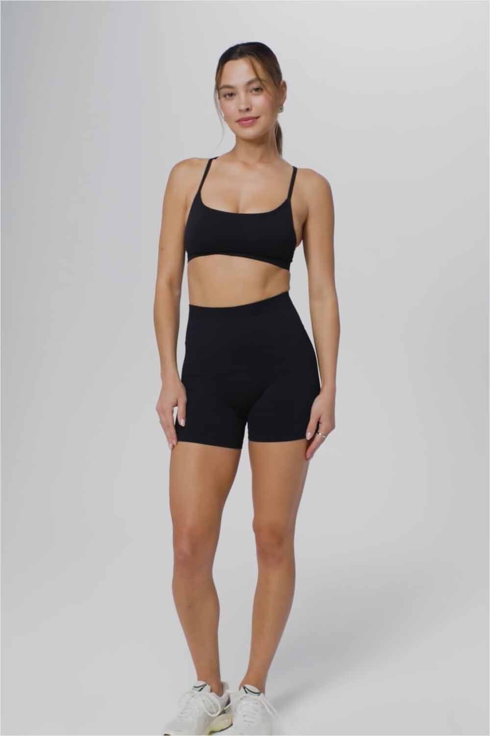 Shorts Seamless Scrunch Short 4" Mujer Black/Classic White