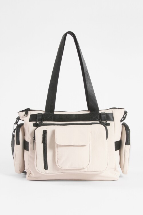 PREVENTA Cartera con bolsillo removible y correa regulable beige