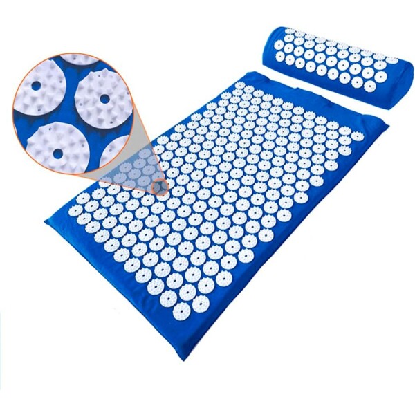 Colchoneta Mat + Almohada Acupuntura Masajeador Relajación Color Variante Azul