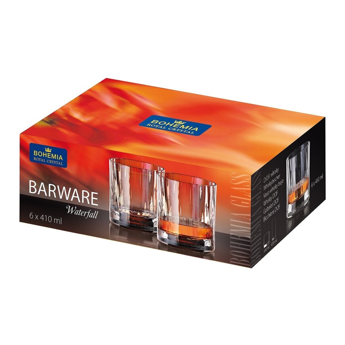 SET 6 VASOS WHISKY 410ML BARWARE WATERFALL BOHEMIA 