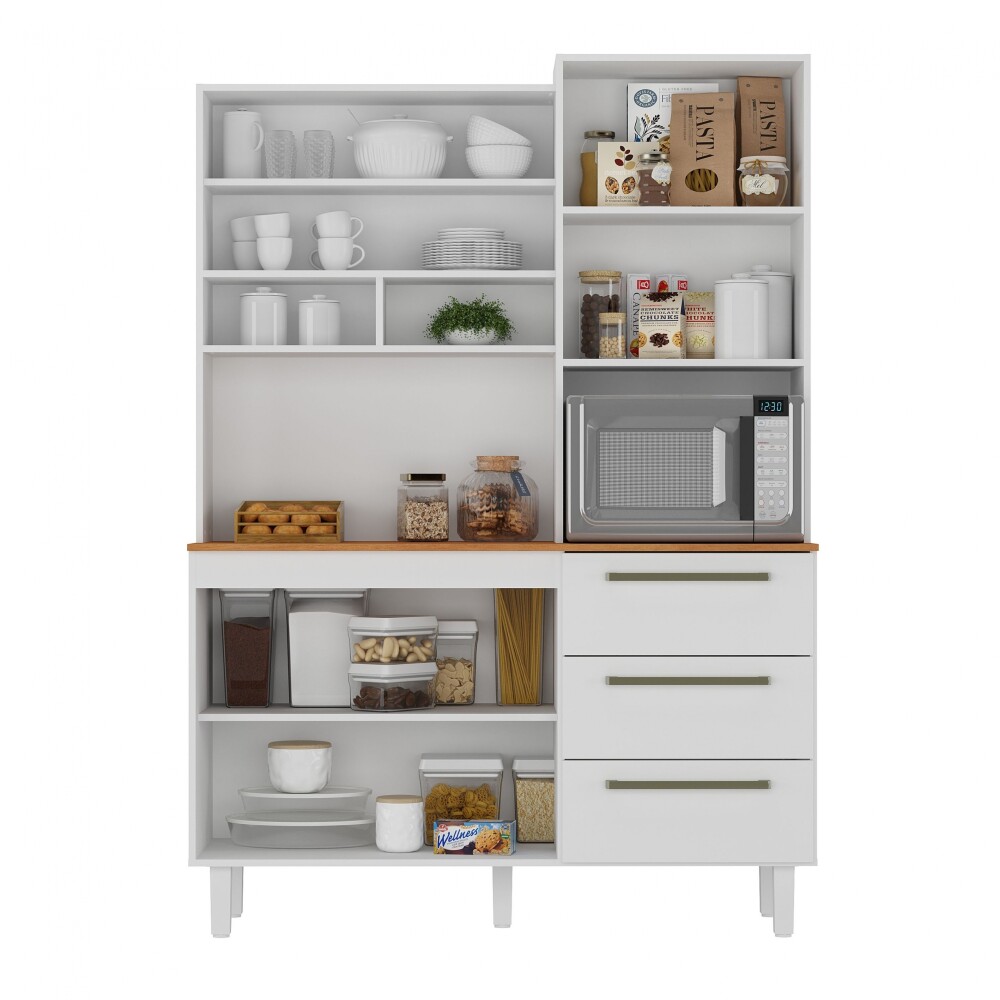 Kit Absoluto de Cocina - 5 puertas 3 cajones Blanco/Cinamomo