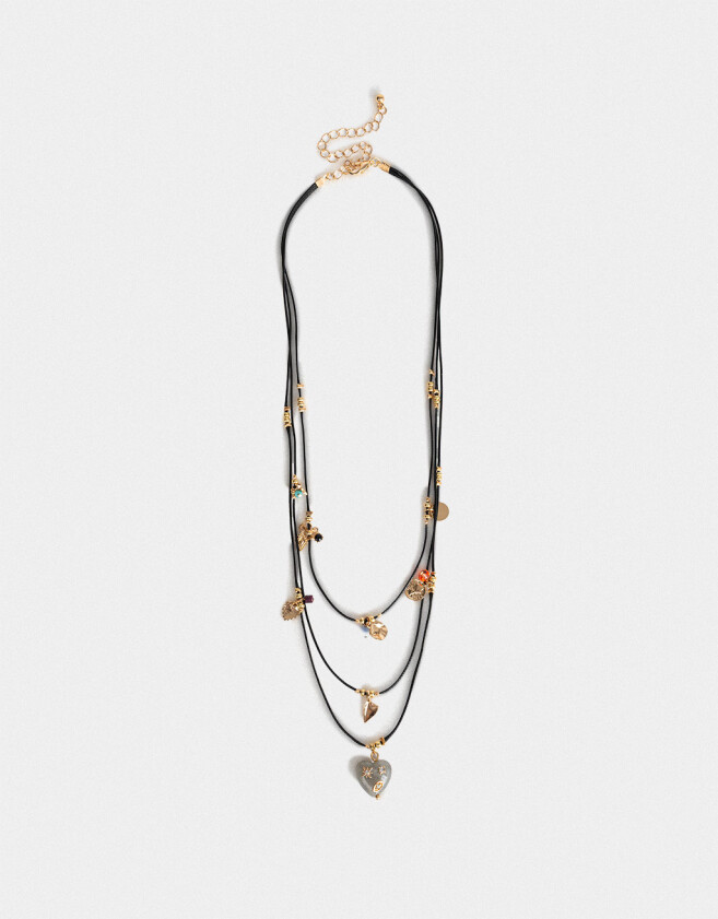 Collares Cortos Con Piedra Natural Collar De Cordón Con Piedra Natural - Dorado