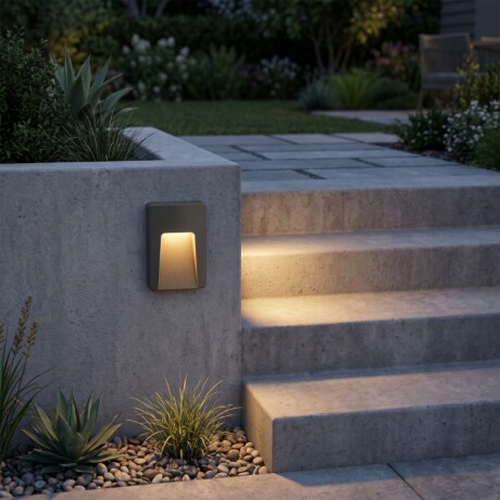 ARTEFACTO EXTERIOR DE PARED RECTANGULAR MOREIRA 3W Luminaria De Exterior De Pared Rectangular Moreira 3W Gris