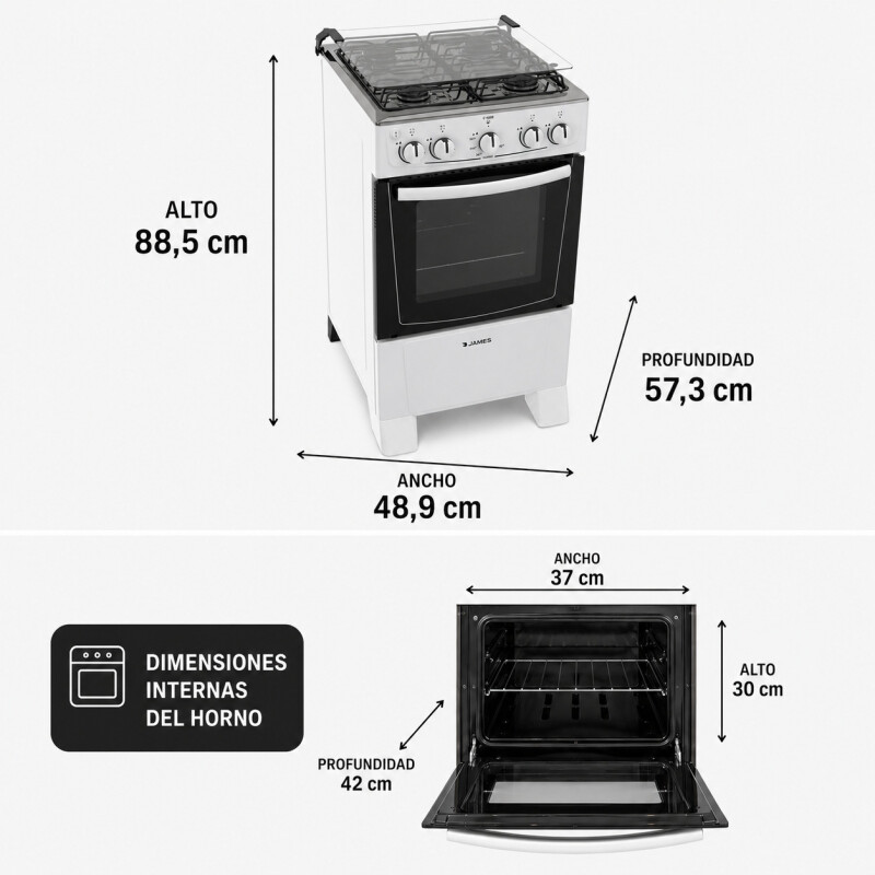 Cocina A Gas James 4 Hornallas C 105 B - Blanca Cocina A Gas James 4 Hornallas C 105 B - Blanca